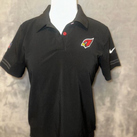 Womens EUC Nike Dri-Fit NFL On Field Apparel Arizona Cardinals Polo Medium Black - Picture 1 of 6